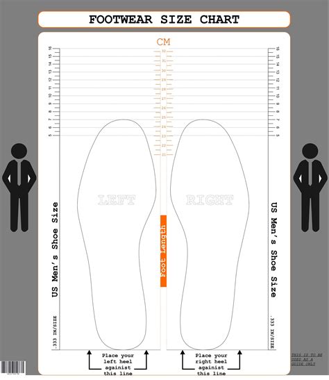 Shoe Size Printable Chart Men