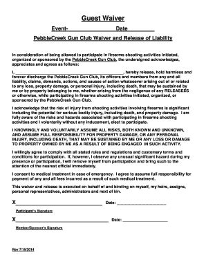 shooting club liability waiver