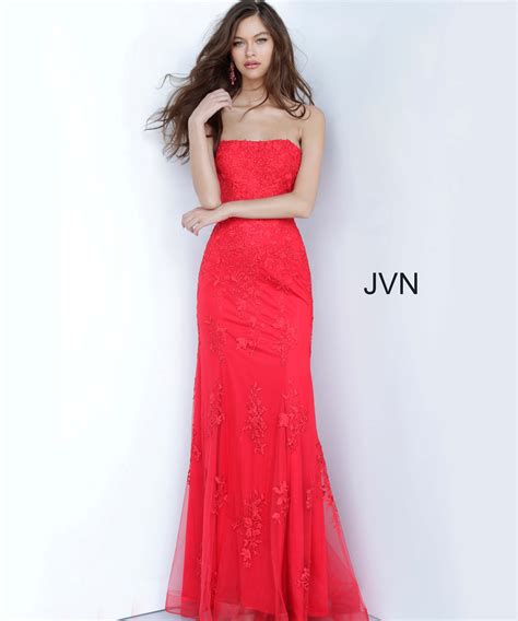 shop alexis red strapless lace evening dress