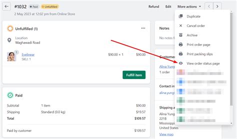 shopify order status list