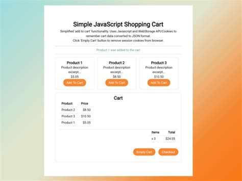 Shopping Cart Html Javascript Code
