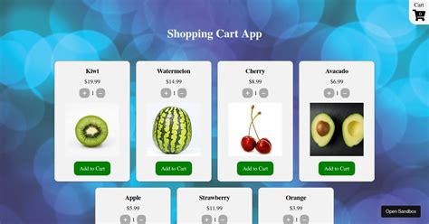 Shopping Cart React Js Codesandbox