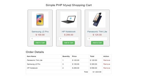 Shopping Cart With Php And Mysql