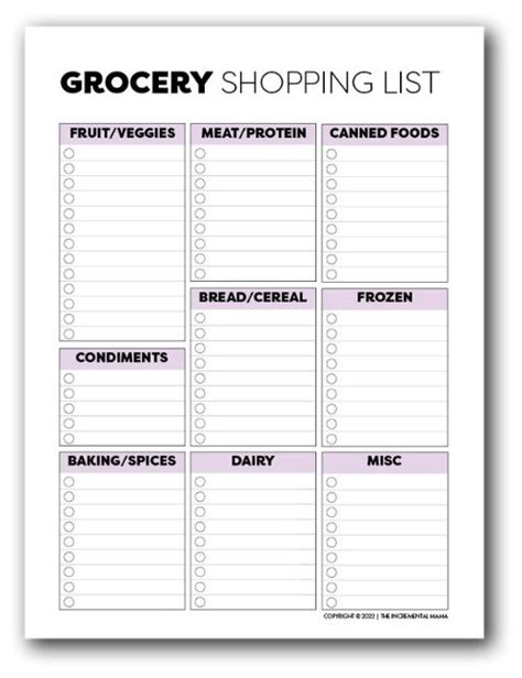 Shopping List Planner Printable