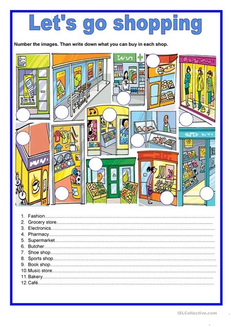 Shopping Printable Worksheets