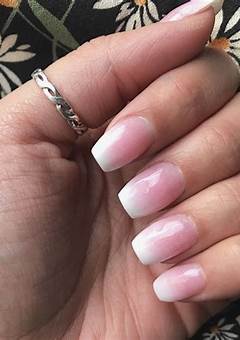Short Acrylic Pink And White Nails