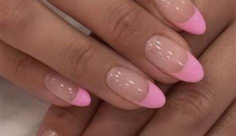 Short Almond Nails Pink Tip 52 Pretty Make You Excited This Summer