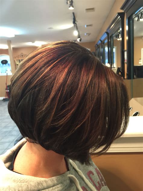 Chocolate Brown Bob with Honey Blonde Highlight Thick wavy hair