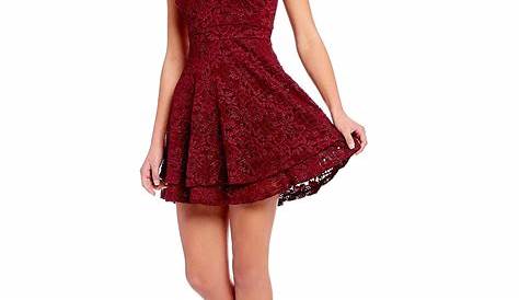 Short Hoco Dresses Dillards Scalloped VNeck Dress With Embroidery