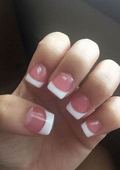 Short Pink French Tip Acrylic Nails