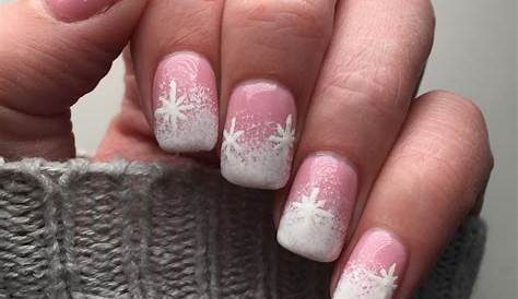 Short Pink Nails With Snowflakes Simple Snowflake Baby Snowflake