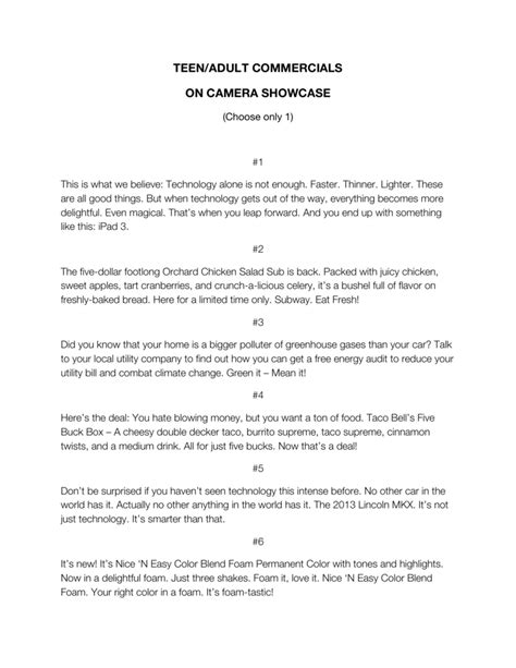 short advertisement script example
