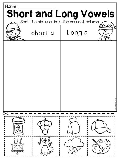 short and long vowel worksheets kindergarten