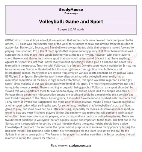 short article about volleyball
