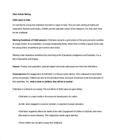 short article writing examples for students