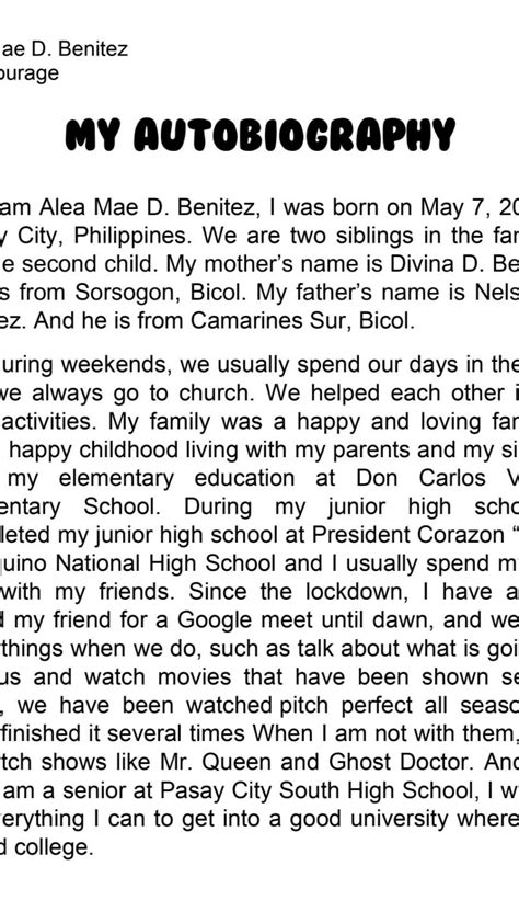 short autobiography example tagalog