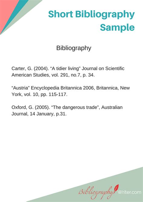 short bibliography example for students pdf