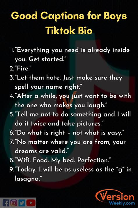 short bio captions for tiktok