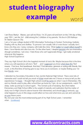 short bio example for students
