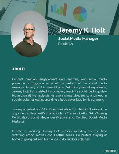 short bio example for work