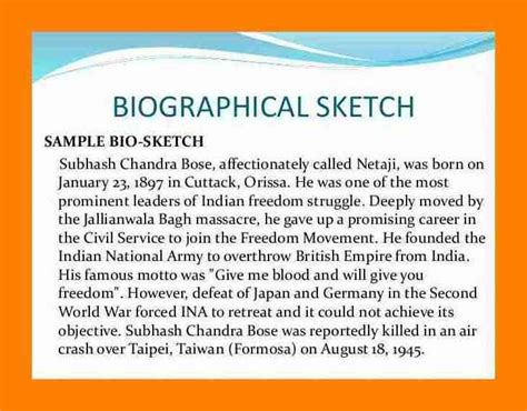 short biographical sketch example