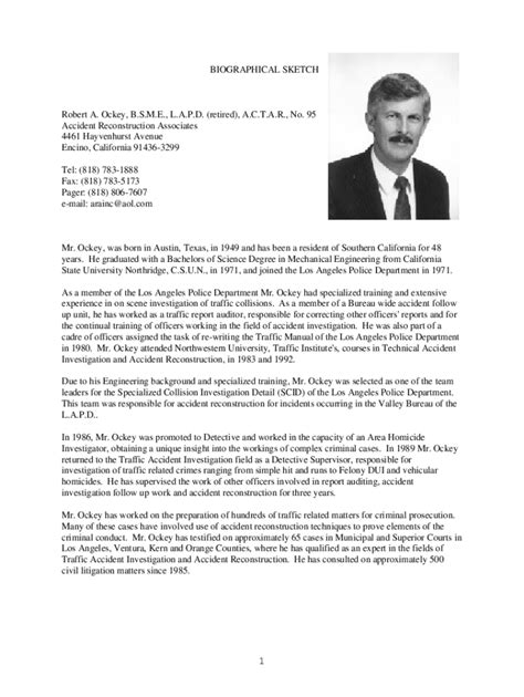 short biographical sketch example pdf