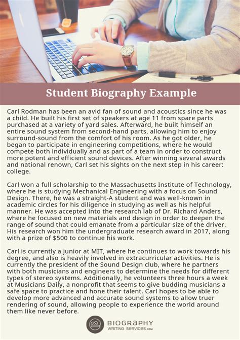 short biographies examples for students