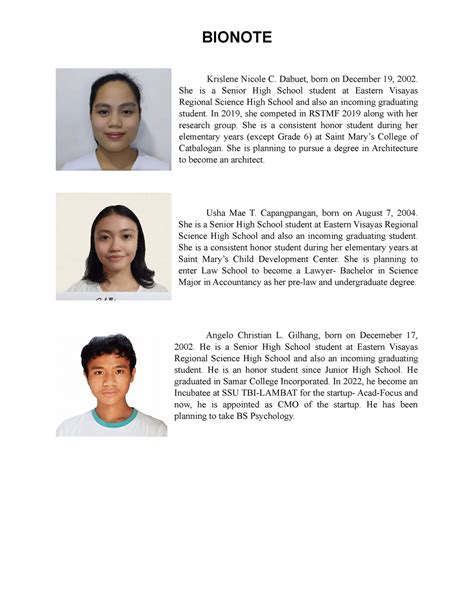 short biography in tagalog example for students