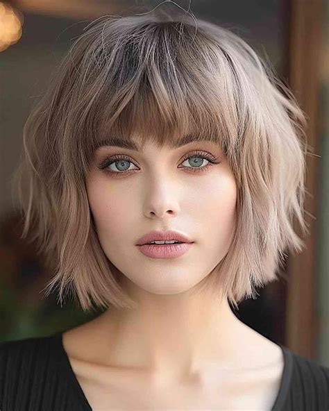 short bob hairstyles for thick hair with fringe