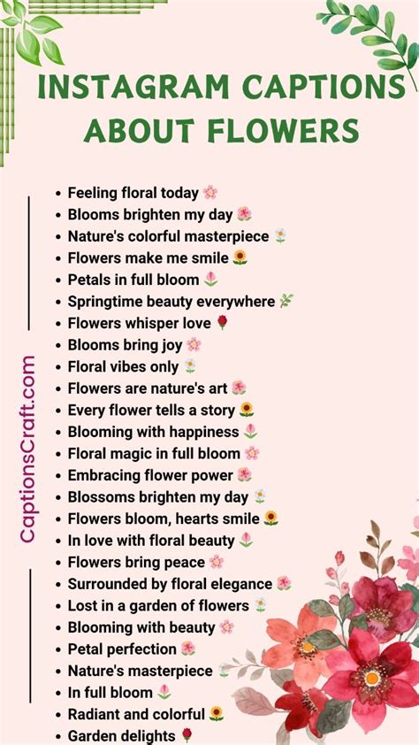 short caption for flowers pic for instagram