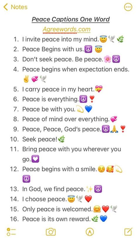 short captions for instagram on peace