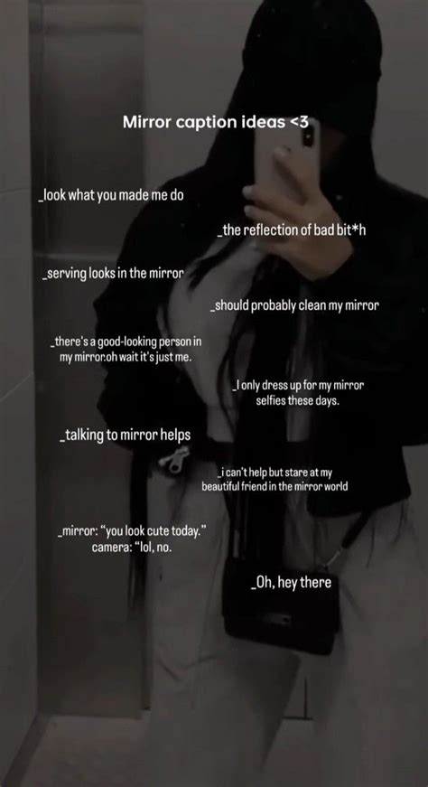 short captions on mirror selfie