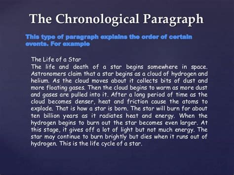short chronological order example paragraph