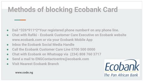 short code to block ecobank atm card