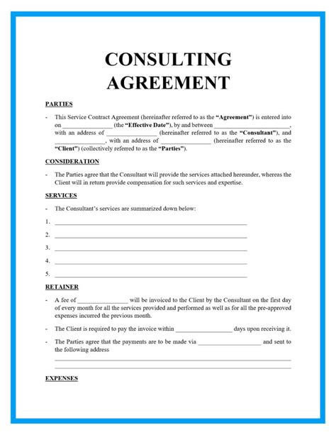 Short Consulting Agreement Template: A Comprehensive Guide