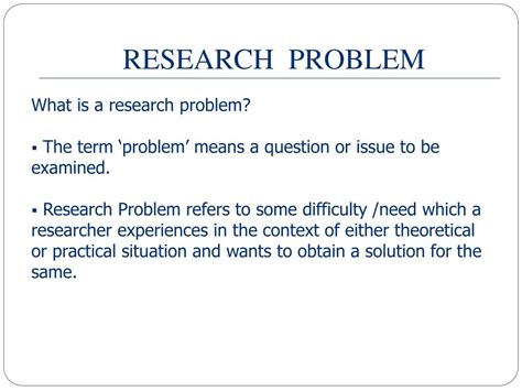 short definition of research problem