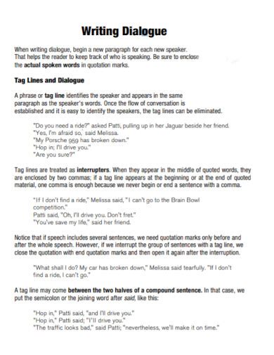 short dialogue writing examples for students pdf