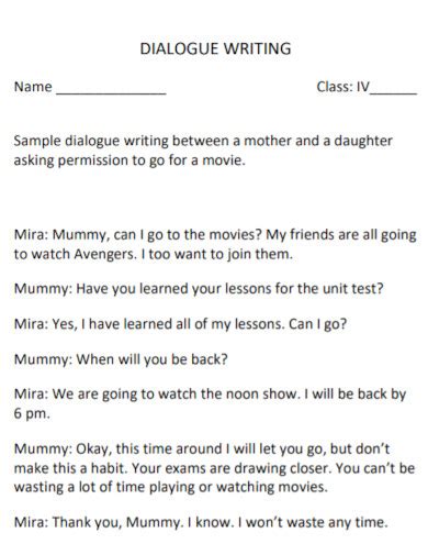 short dialogue writing examples pdf