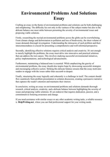 short essay about environmental problems and solutions