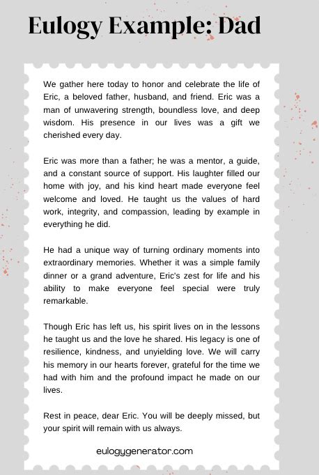 short eulogy examples for father