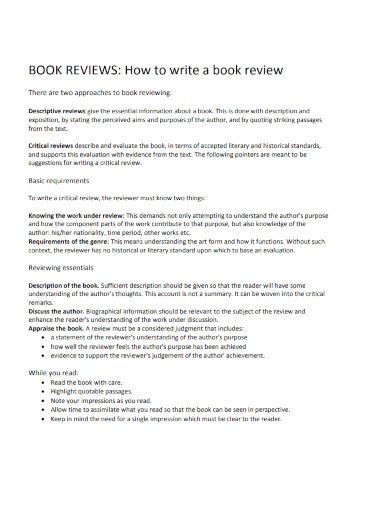 Short Example Book Review