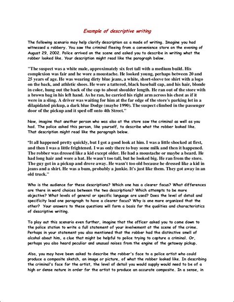 short example of descriptive writing