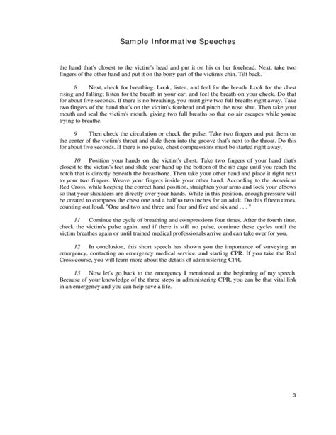 Short Example Of Informative Speech