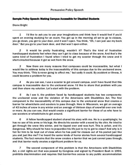 short example of persuasive speech script