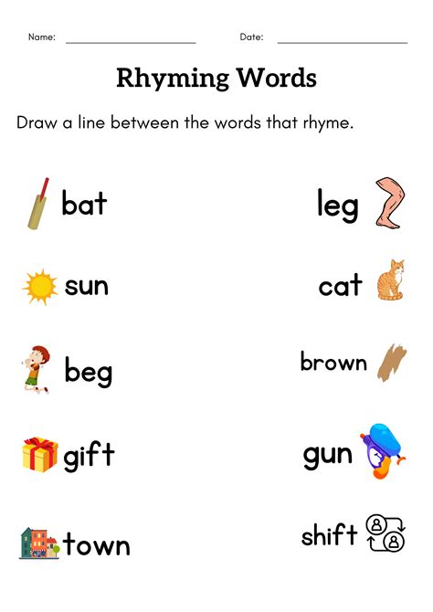short example of rhyming words for grade 2