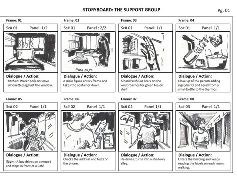 short example of storyboard with script