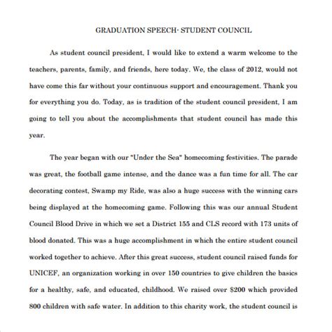 short example of student council speech