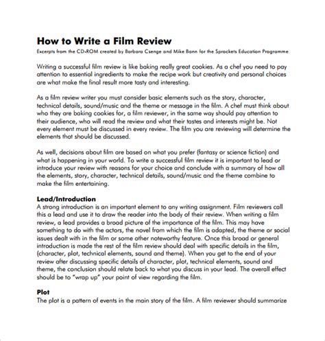 short film review writing examples