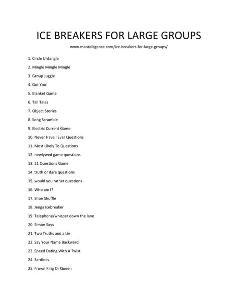 short icebreakers for large groups