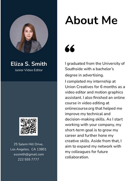 short introduction about yourself example for resume